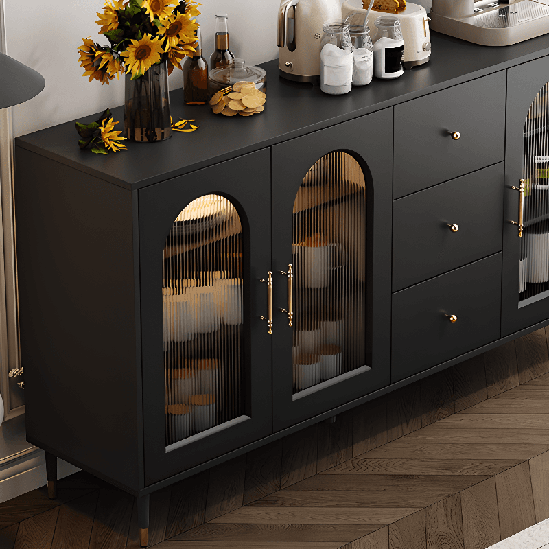 Standalone Accent Cabinet in Black with Glass Door, Alterable Shelf and Illuminating, Soft Close Drawer and 1 Cabinet/2 Cabinets in a Casual Style
