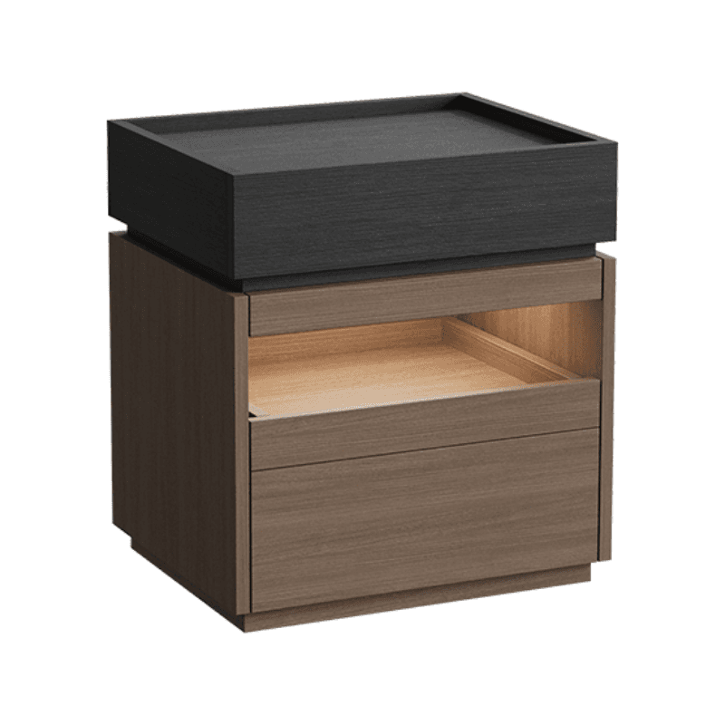 Organic Modern Nightstand With Drawer Organization, Particle Board Wood Countertop, and Illuminating Lighting - image 5
