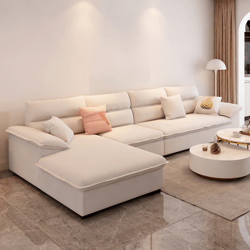 Modern Cotton and Linen L-Shape Sofa Recliner with Concealed Support - image 4