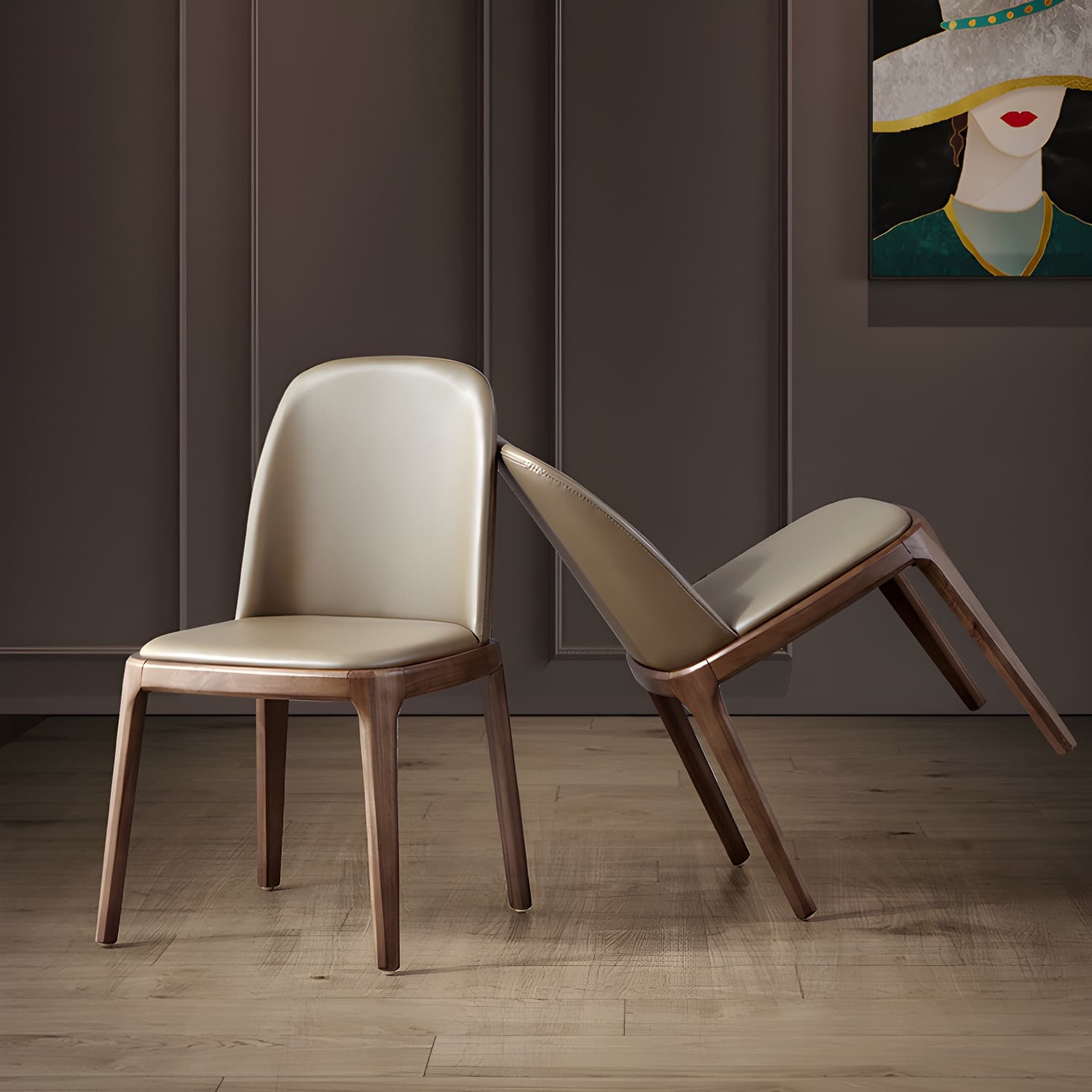 Industrial Home Leather Side Chair Matte Finish Parsons Dining Chair (Set of 2) - image 26