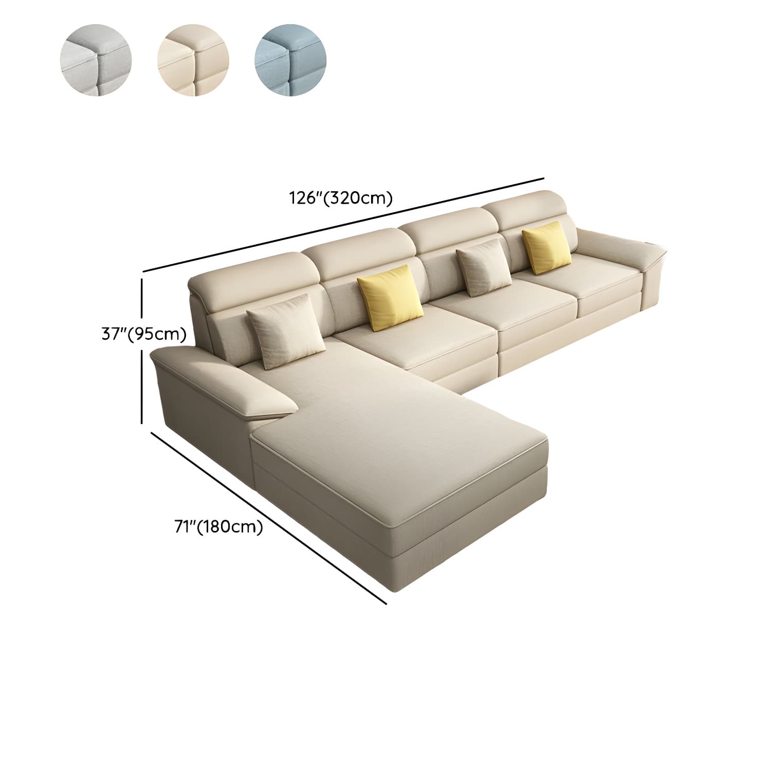 Modernism Pillow Top Arm Sectional with Chaise for Living Room - image 13
