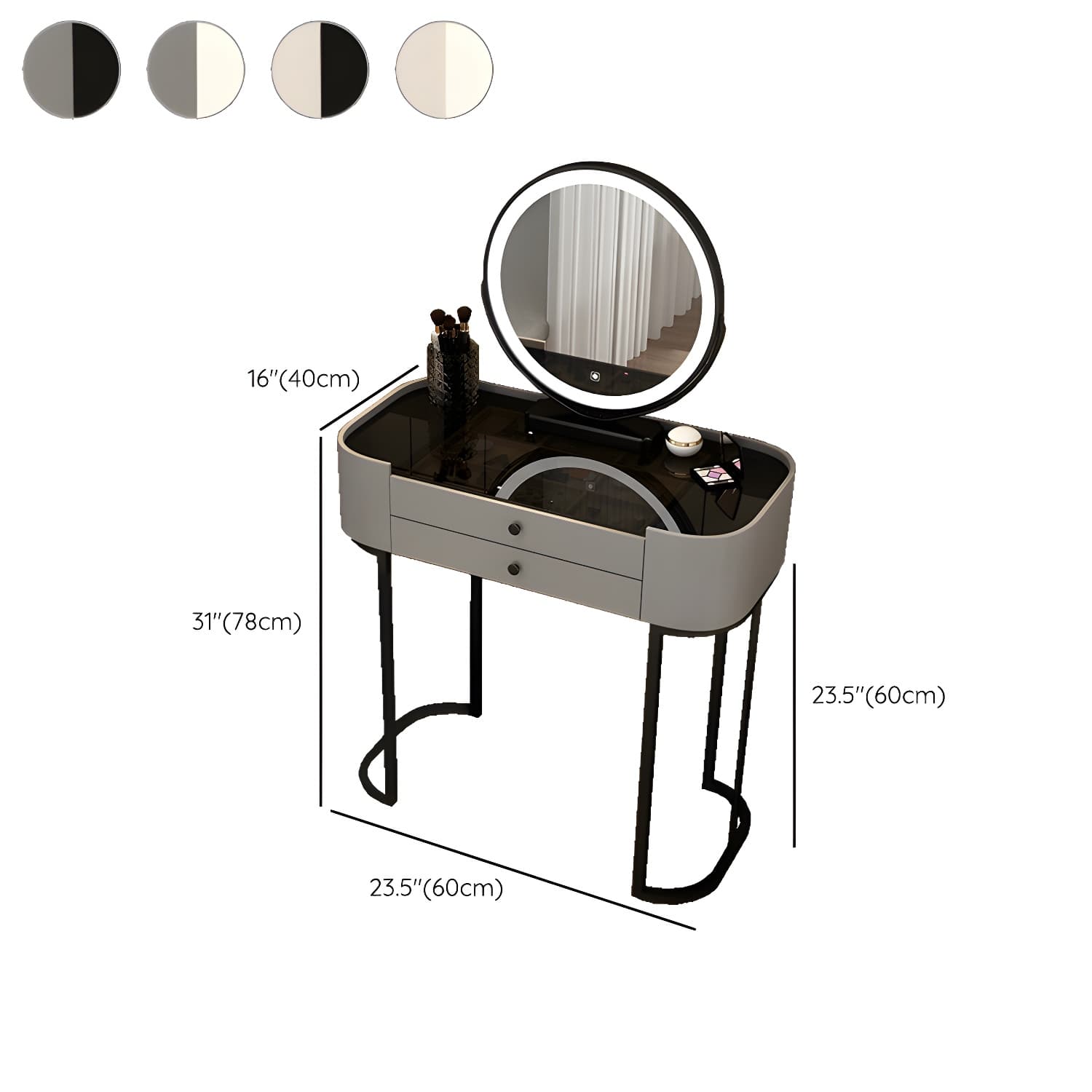 Contemporary Vanity Makeup Dressing Table Stool Set with Mirror - image 18