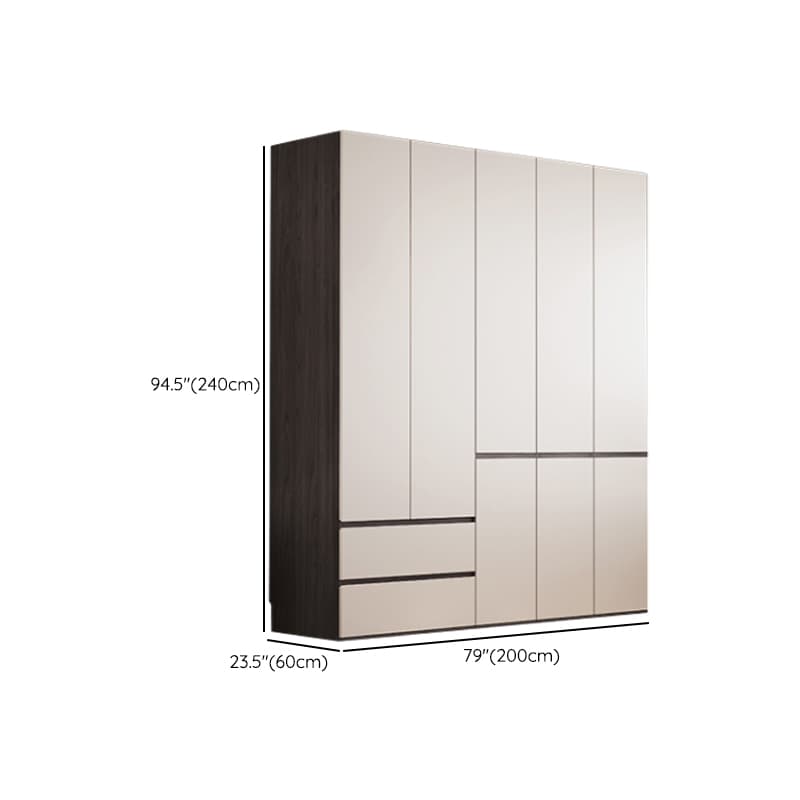 White Minimalist Manufactured Wood Independent Wardrobe Closet with Soft Close Drawer, Soft Close Door, and Interior Shelves - image 22