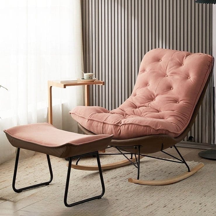 Modish Sand Ash Upholstered Rocking Accent Chair with Spindle Back and Stain Resistant - image 5