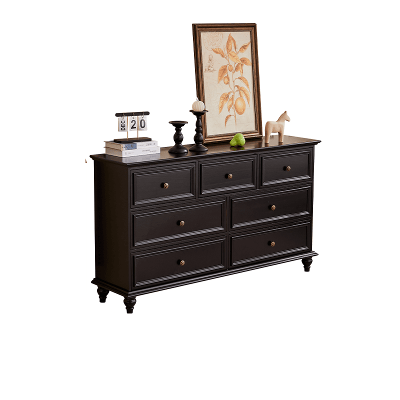 Casual Natural Wood Console Dresser/Semainier with 5/7/9 Drawers in Horizontal/Vertical Orientation