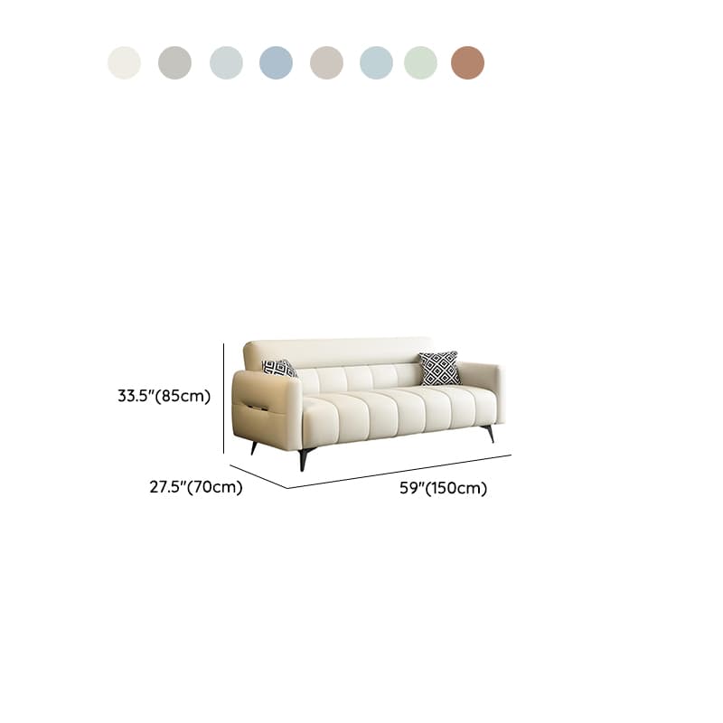 Trendy Solid Color Scratch-immune Convertible Sofa in Grey/Cerulean/Light Green with Arm, Seats 3/4-seater/2 People, and 2 Pillows - image 20