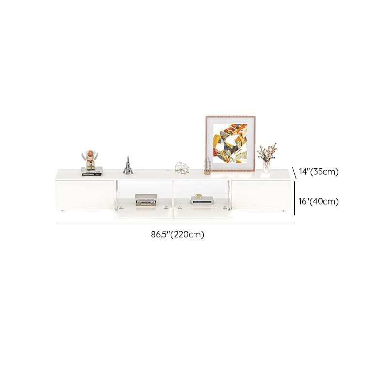 White Modern TV Stand with Low Height, Drawers, and Cable Management - Easy Full Assembly - image 16