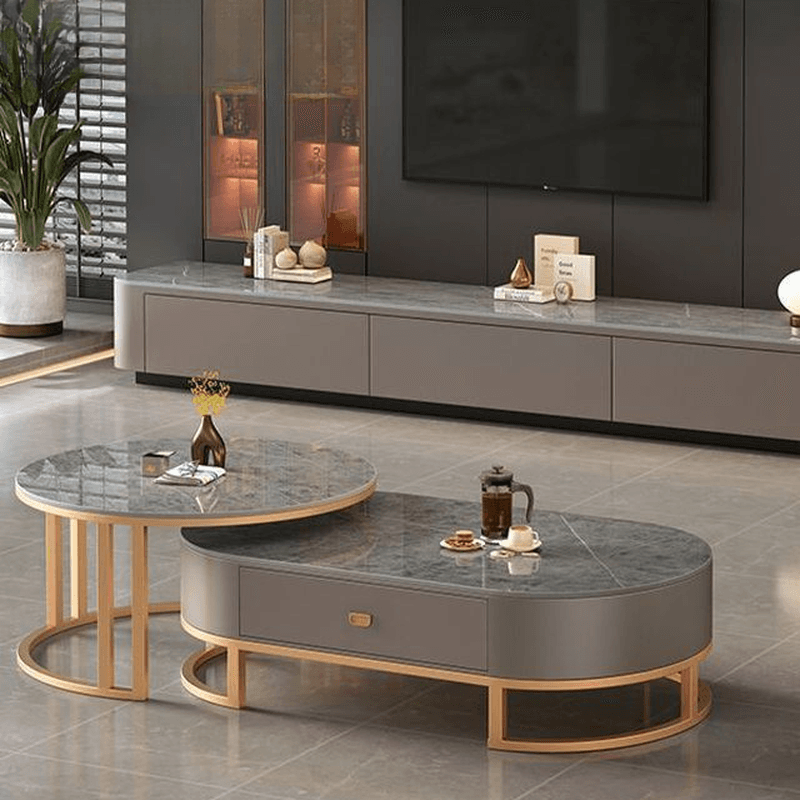 Modern Nesting Accent Table Set with Structure Base and Oblong Top - image 4