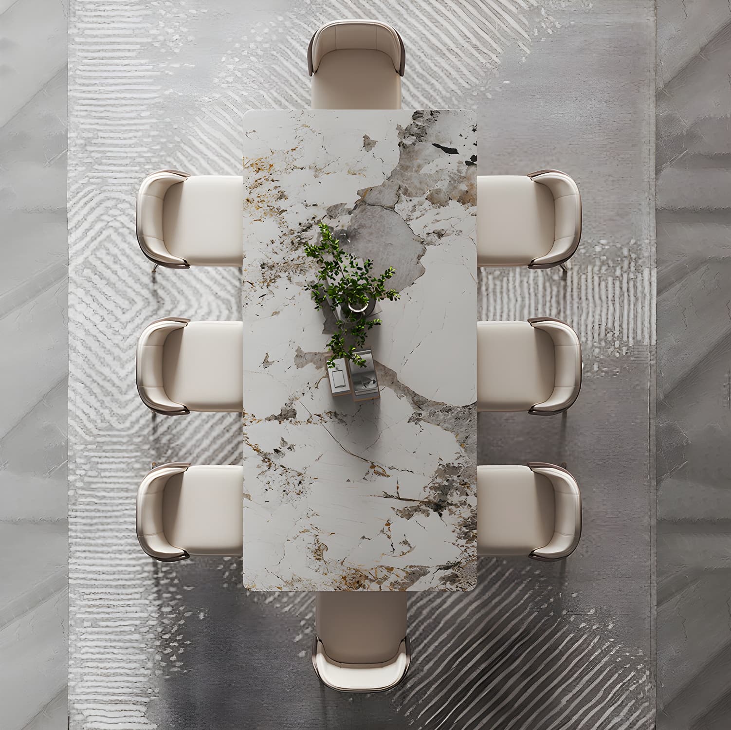 1/4/5/9 Pieces Rectangle Glam Furniture Stone Dining Table Set with Double Pedestal Base - image 10