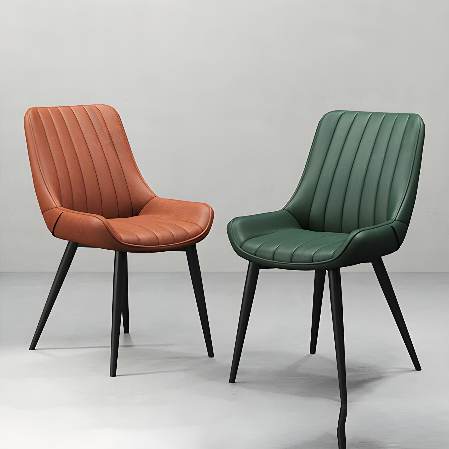 Metal Frame Dining Side Chair Faux Leather Upholstered Side Chair - image 7
