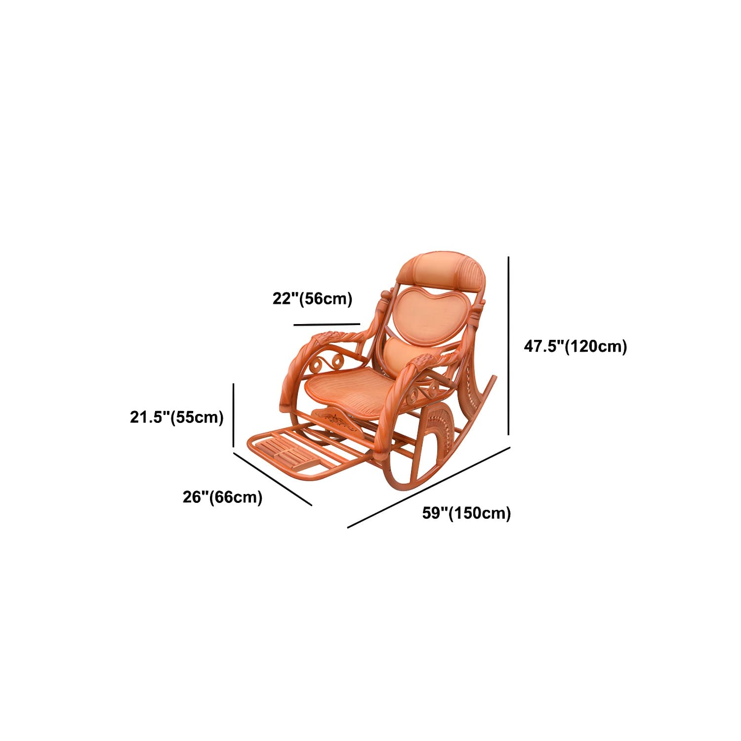 Mid Century Modern Recliner Chair Rattan/Wicker Recliner Chair for Living Room - image 25