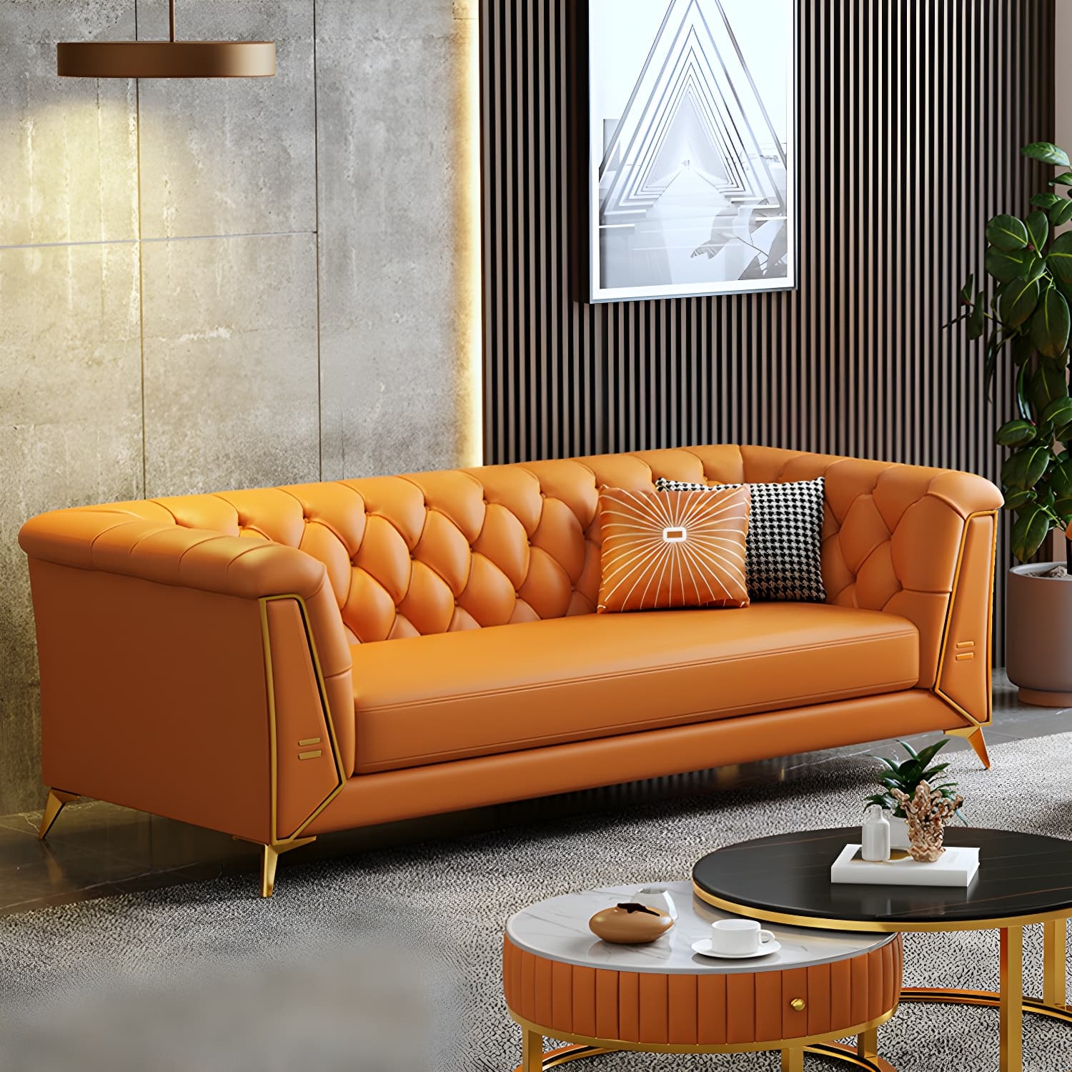 Glam Wood Frame Standard Sofa with Tuxedo Arms in Solid Color - image 21