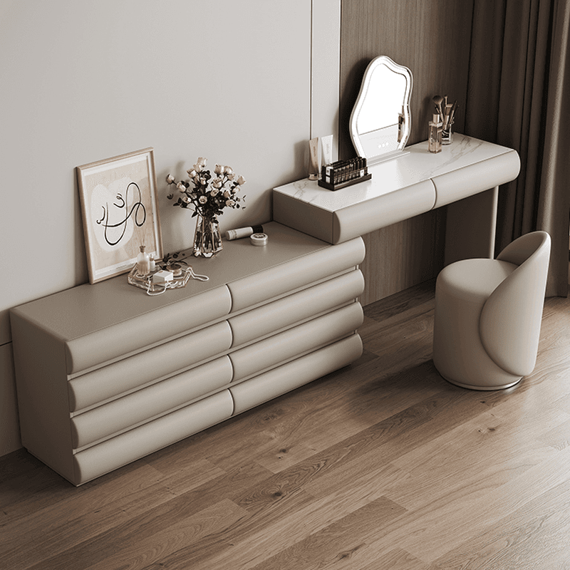 Modish Large Vanity Set with Ink Chair, 10 Drawers, Timber Frame, Mirror Lights - image 7