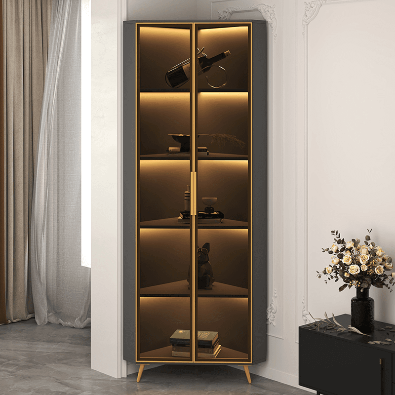 Art Deco Unattached Utility Storage Cabinet with Hydrophobic, Lighting, and Dove Grey Top