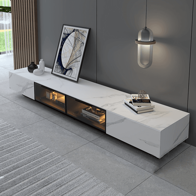 Rectangular TV Stand for Drawing Room with Light and Door - image 5