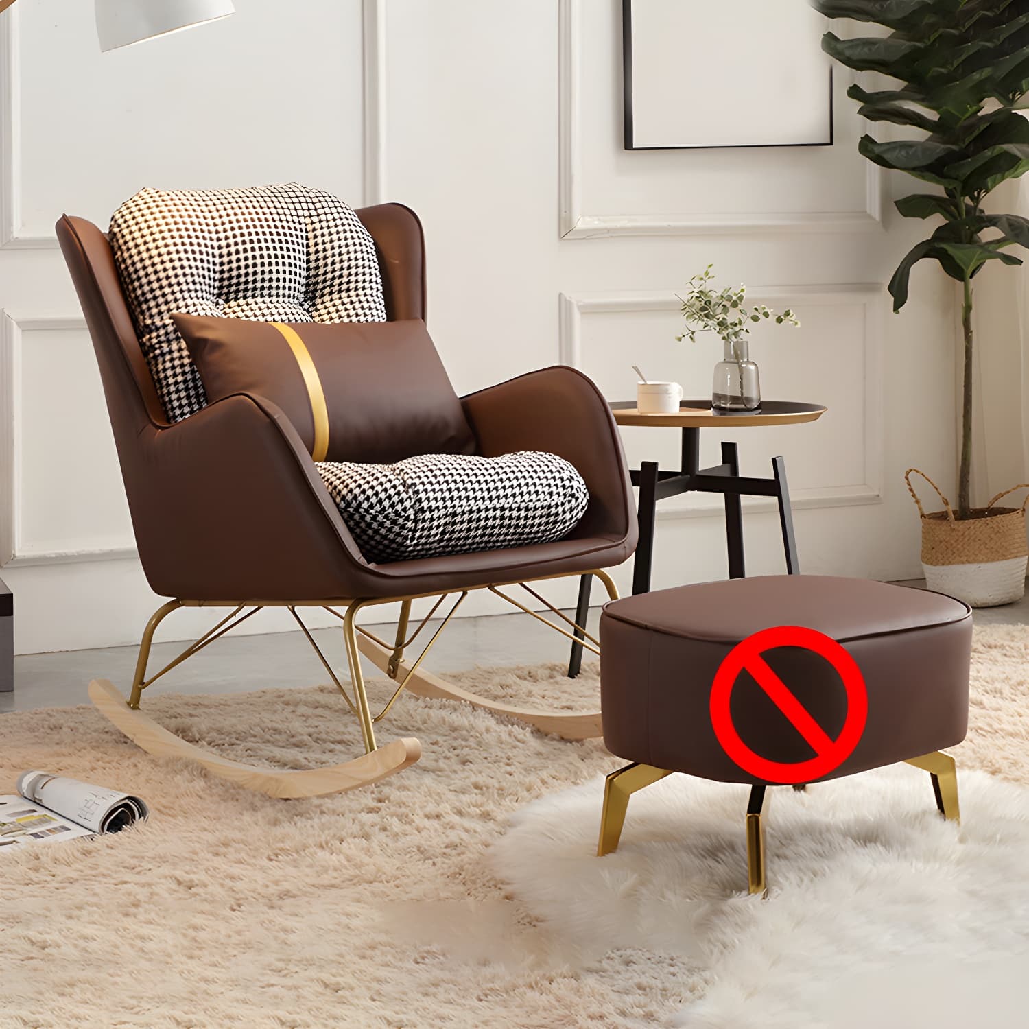 Modern Rocking Chair Metal Frame Doll Cotton Filling Spindle Rocker Chair - image 13