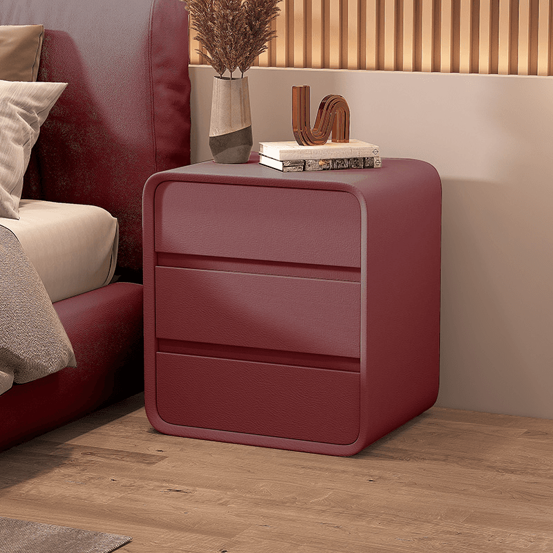 Organic Modern Nightstand With Drawer Organization with 3 Drawers and Pleather Countertop - image 3