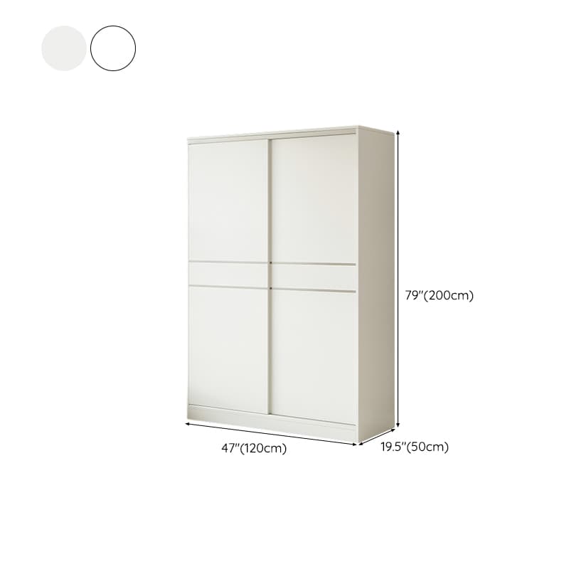 Fashionable Sliding Door Storage Wood Wardrobe with Metal Clothing Rod and Shelves in White Color - image 13