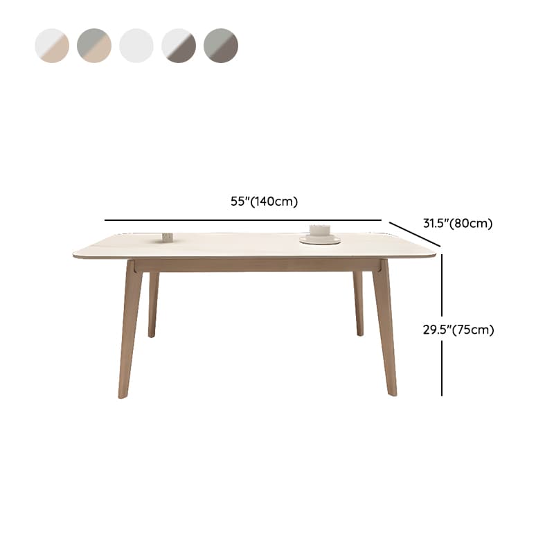 Scratch-proof Rectangle Stone Sand/Warm Wood Finish/Chalky Wood Fixed Top Dining Table for Seats 4/for 8/6 People in a Nordic Style - image 13