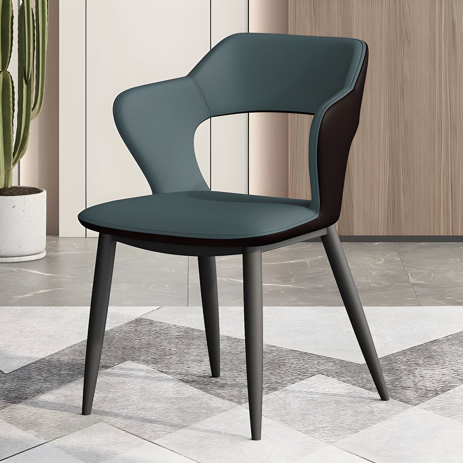 Metal Modern Indoor Side Chair with Arms Matte Finish Open Back Dining Chair - image 3