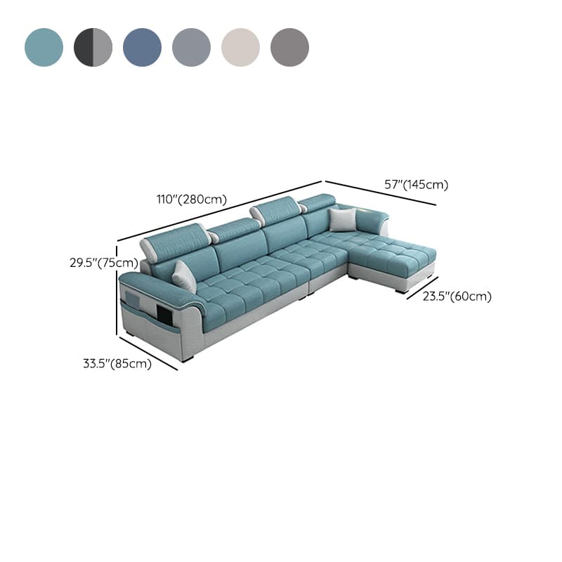 Modern Reversible L-Shape Sectional Sofa with Pillow Top Arm Design and Adjustable Headrest - image 21