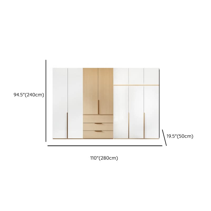 Multicolor/White/Natural Color Art Deco Composite Wood Cabinet Armoire with Hanging Rod, Interior Shelves, Soft Close Door and Soft Close Drawer - image 26