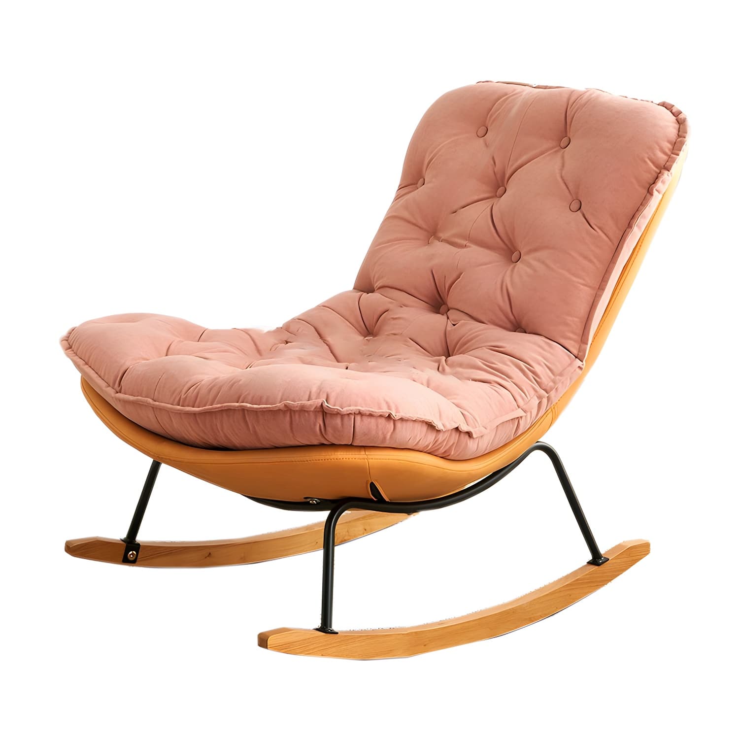Stylish Modern Metal Rocking Chair with Tufted Upholstery and Stain-Resistant, Removable Cushions - image 6