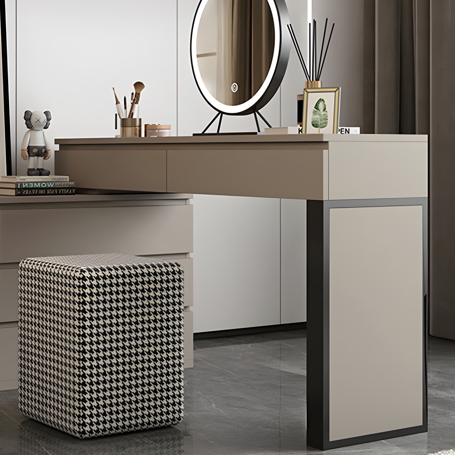 3-piece Vanity Table Set with LED Lighted Mirror Vanity Make Up Table/Stool Set - image 13
