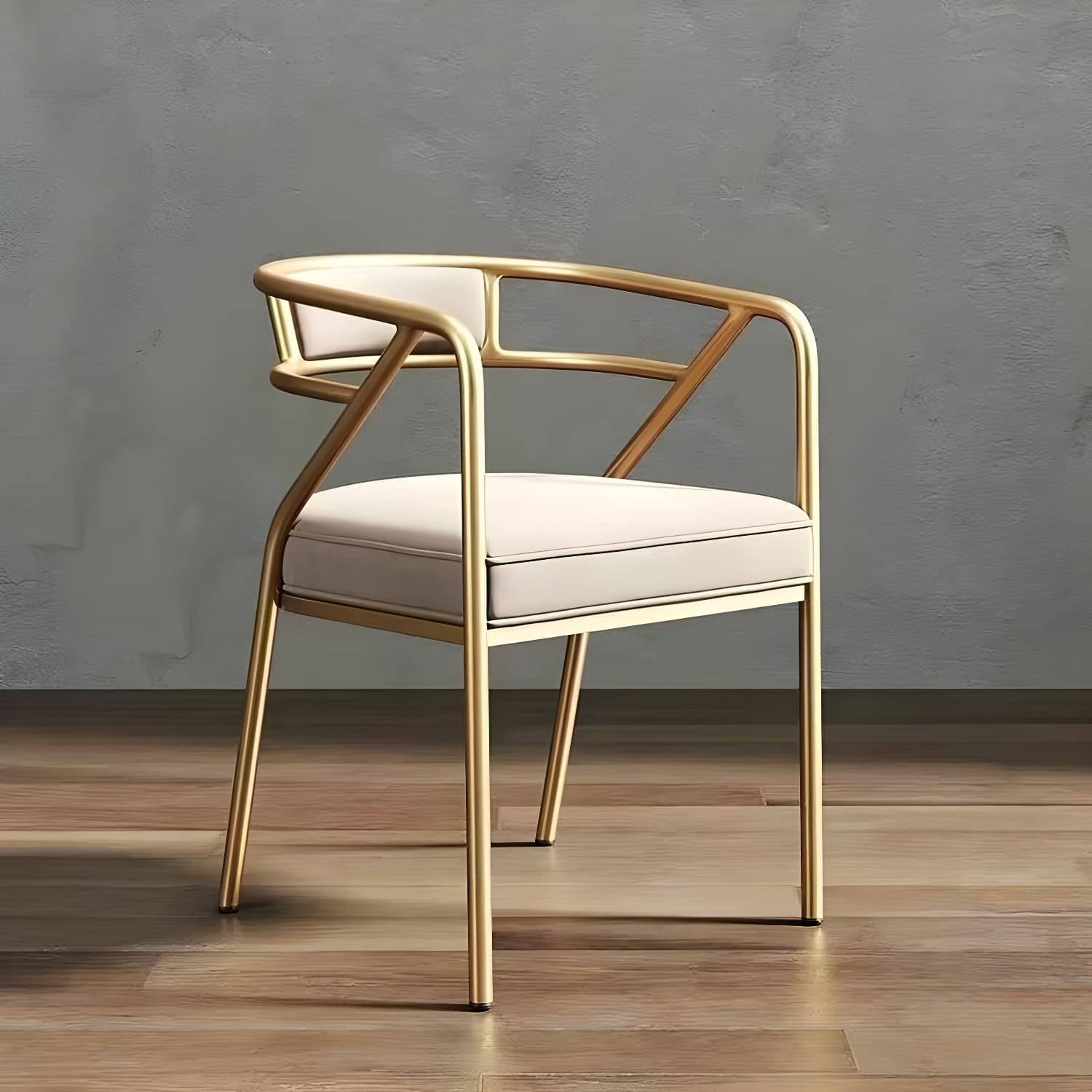 Glam Upholstered Arm Chair with Brass/Gold Legs for Kitchen & Dining