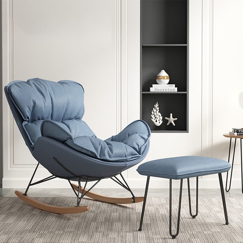 Modern Upholstered Rocking Chair - Natural Wood Legs - Stylish Home Decor