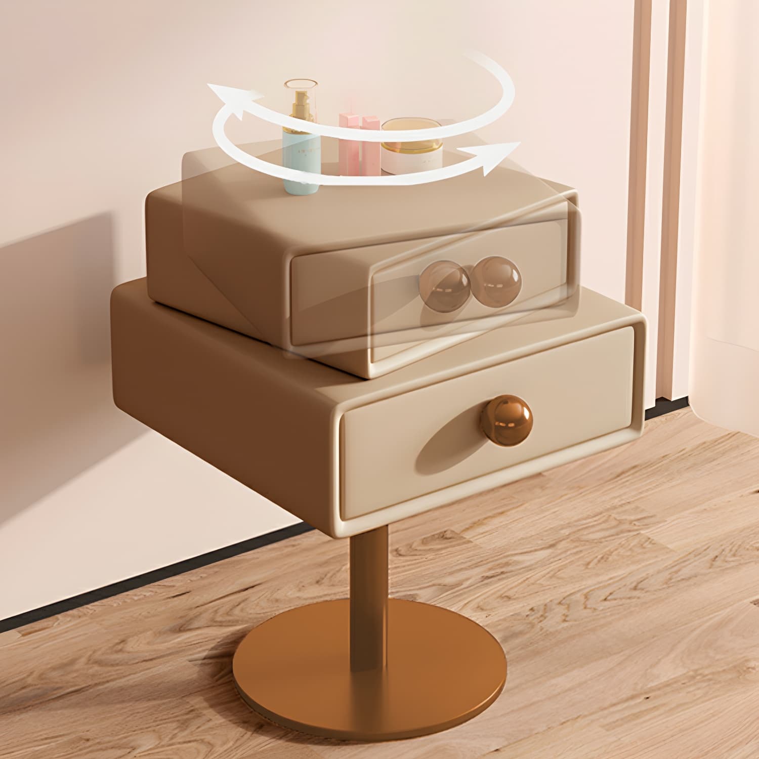 Modern Faux Leather Drawer Storage Nightstand in Narrow for Bedroom - image 14