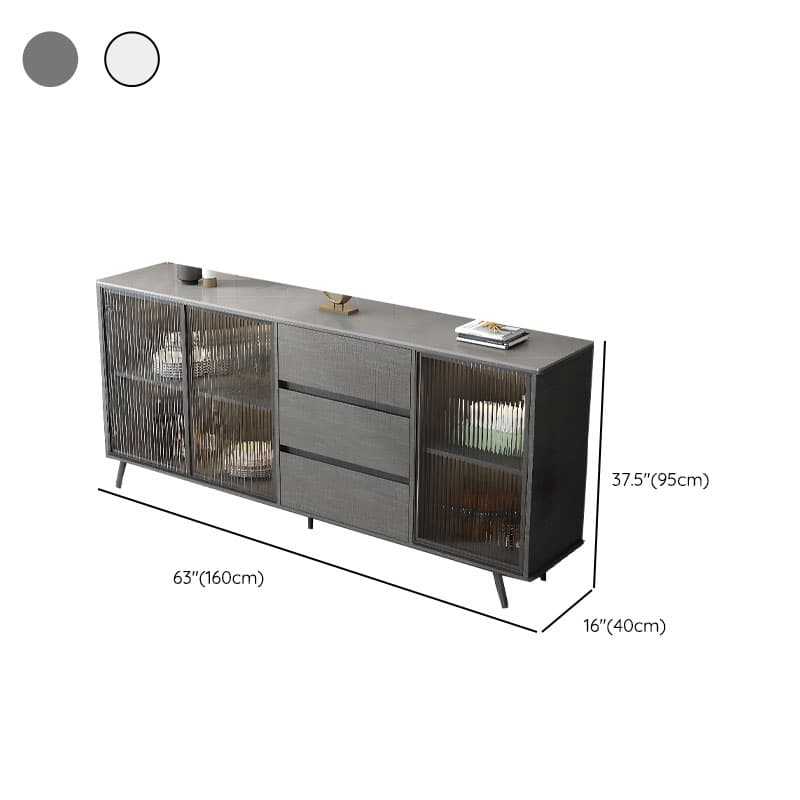 Sintered Stone Standard Ground Sideboard with Glass Doors, 3 Drawers & 1 Shelf - image 23