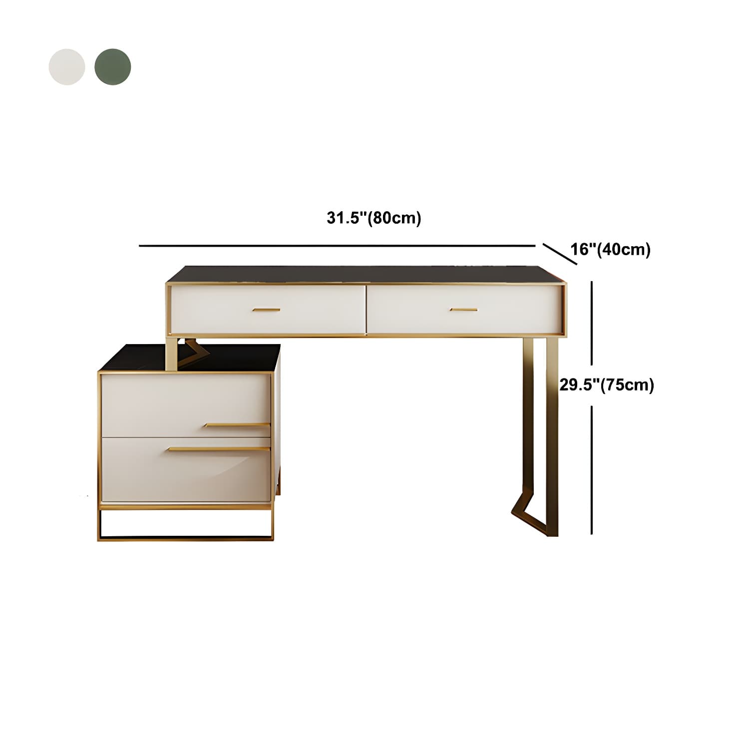 Luxurious Metal Make-up Vanity 4 Solid Wood Drawers Dressing Table - image 12
