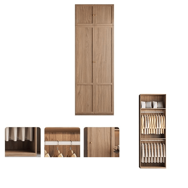 Minimalist Timber Sepia Cabinet Armoire with Interior Shelves & Clothing Rack & Soft Close Drawer & Soft Close Door - image 10