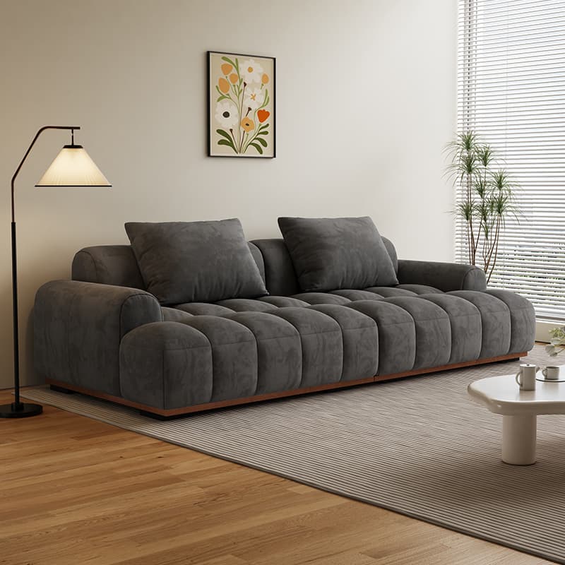 Tear Resistant Standard Sofa with Pu/Flannel Upholstery in Black/Dark Grey/White