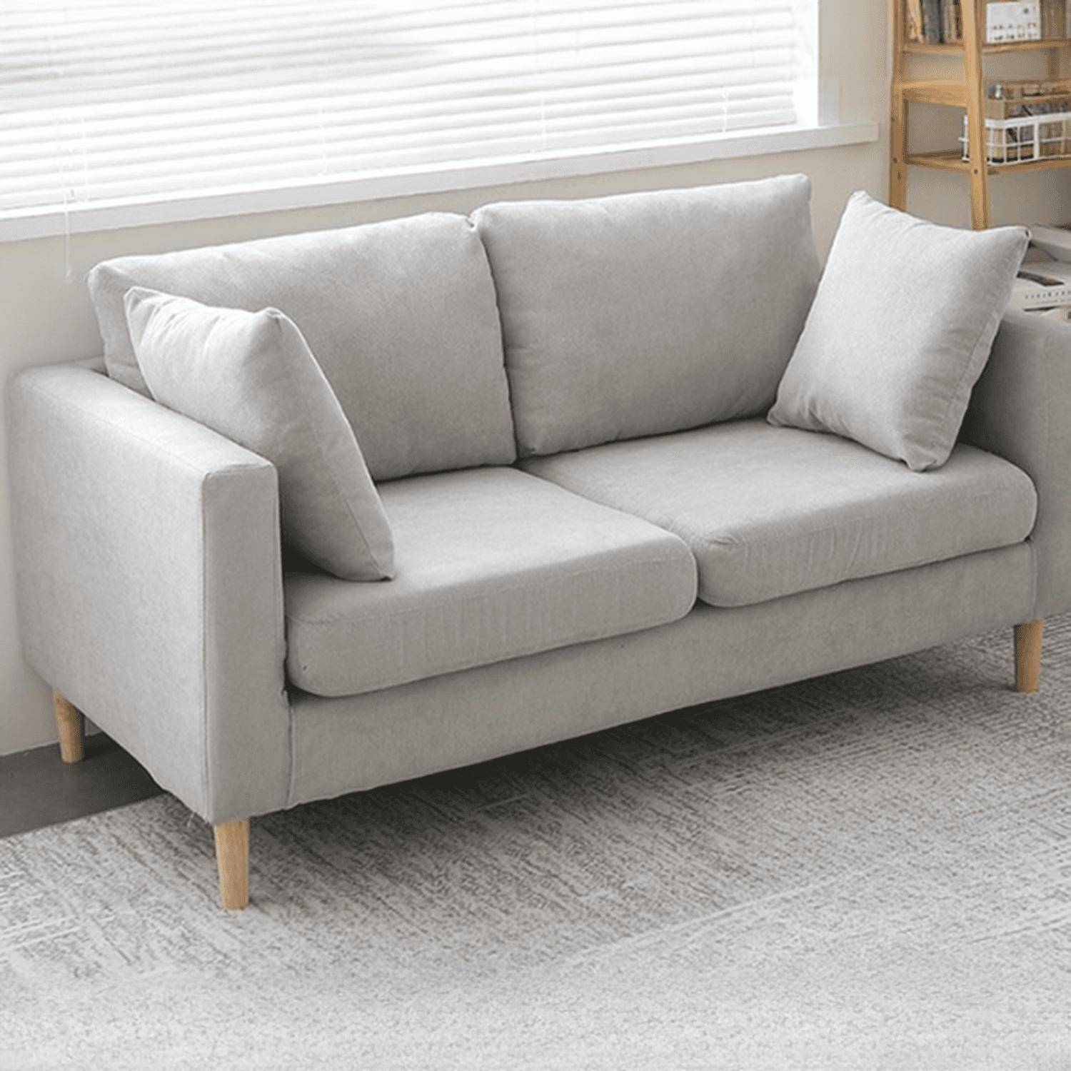 Cream/Dove Grey/Cerulean Loveseat with Slipcover, Wide Pillow Back, Receptacle and 2 Pillows - image 6