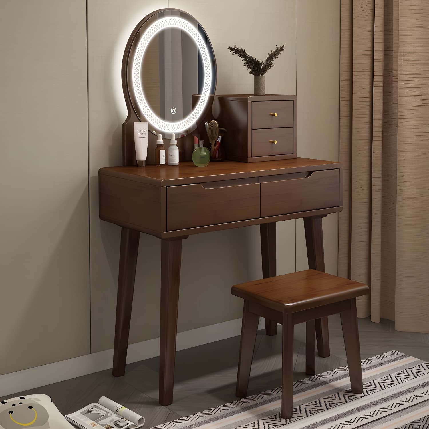 Traditions Make-up Vanity Solid Wood Bedroom With Drawer Dressing Table - image 9