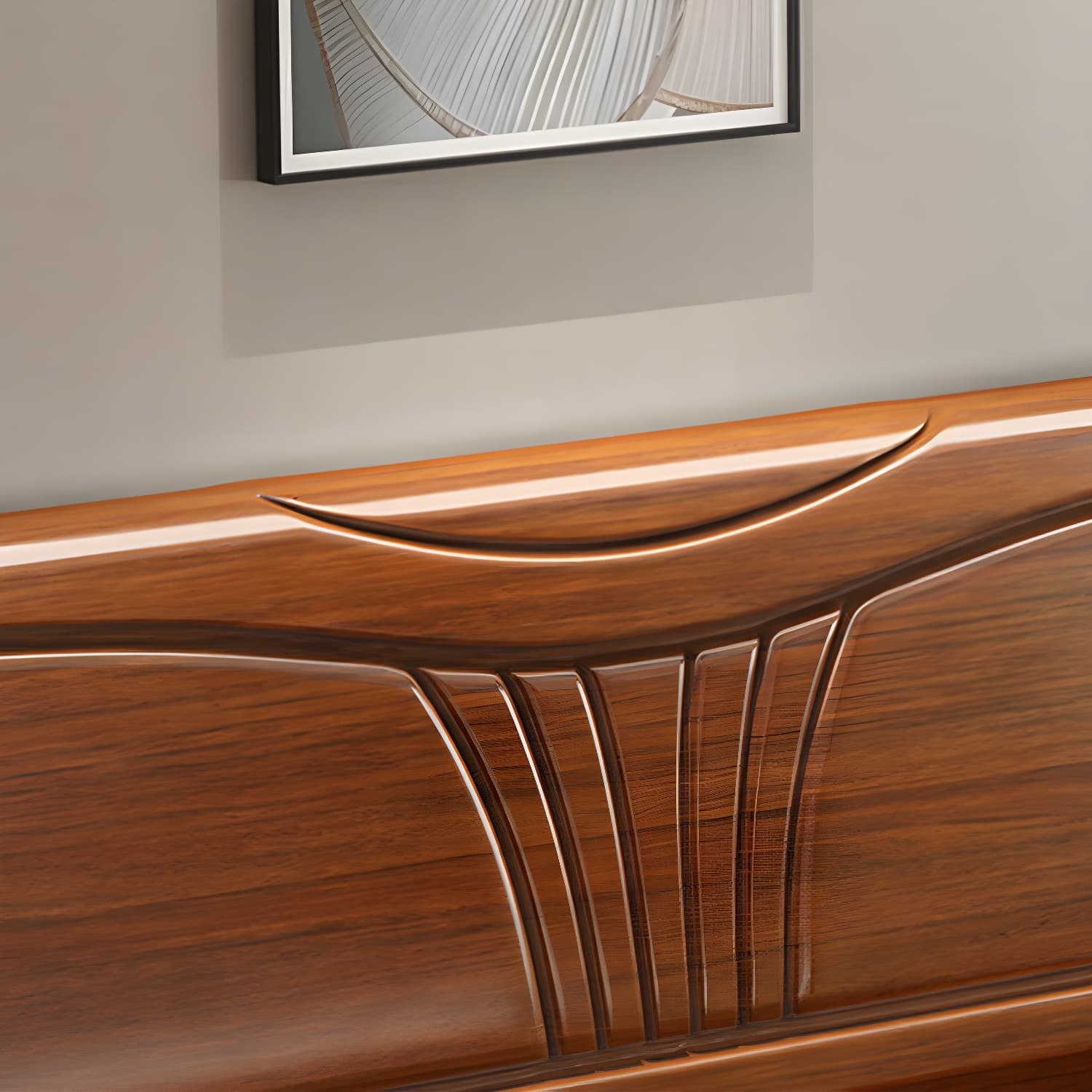 Traditional Style Bed Frame Walnut Standard Bed with Headboard - image 9