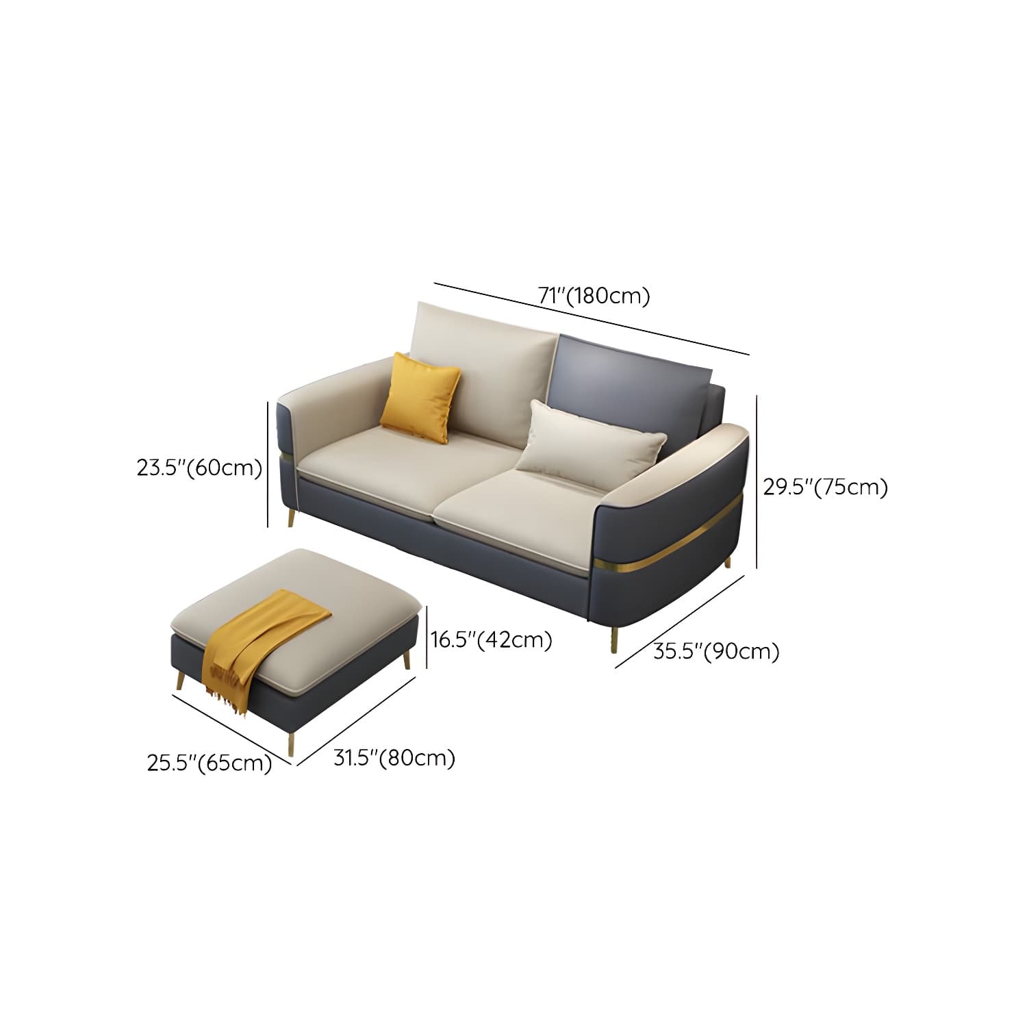 Glam Beige Tech Cloth Sectional Sofa with Pine Frame in Stationary Design - image 21