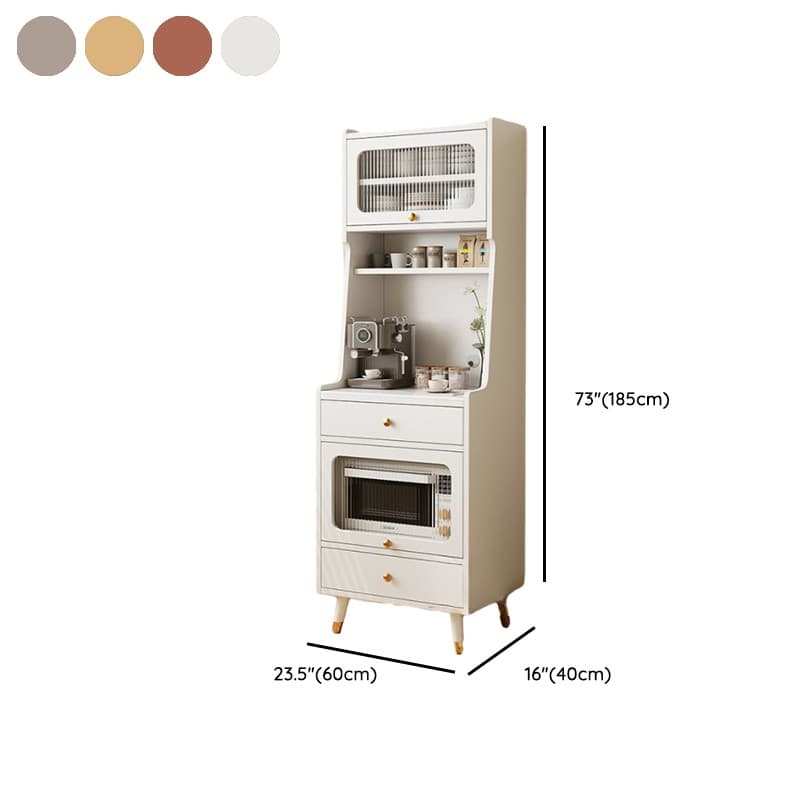 Simple Narrow Microwave Shelf Cabinet with 2 Drawers, Sintered Stone Countertop, Glazed Door, and Adjustable Shelving - image 16
