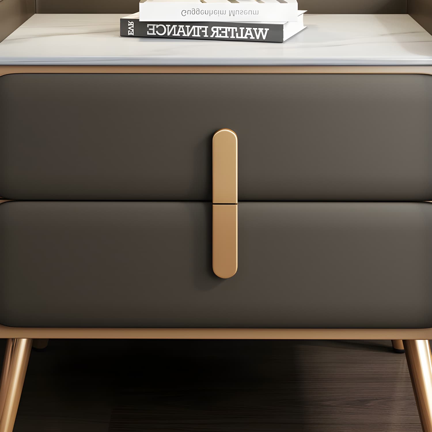 Modern Bedside Cabinet Stone Bed Nightstand with 2 Drawers for Living Room - image 17