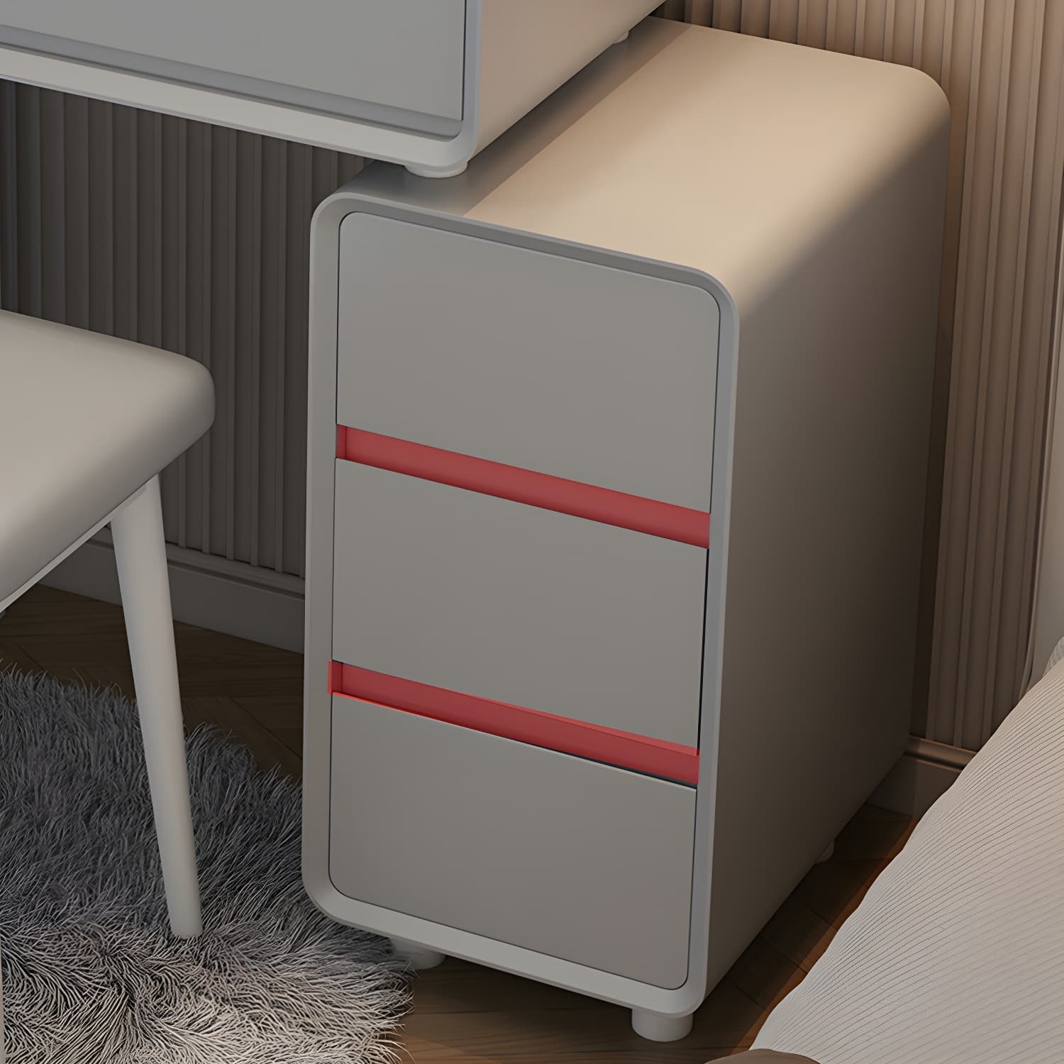 Modern Gray Makeup Vanity with Mirror & Drawers & Seat Included - image 10