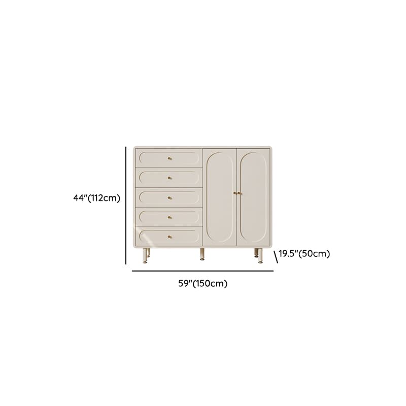 Chalk Casual Particle Board Wood Console Dresser with 5/4 Drawers, Hutch, 3 Interior Shelves, Horizontal - image 21