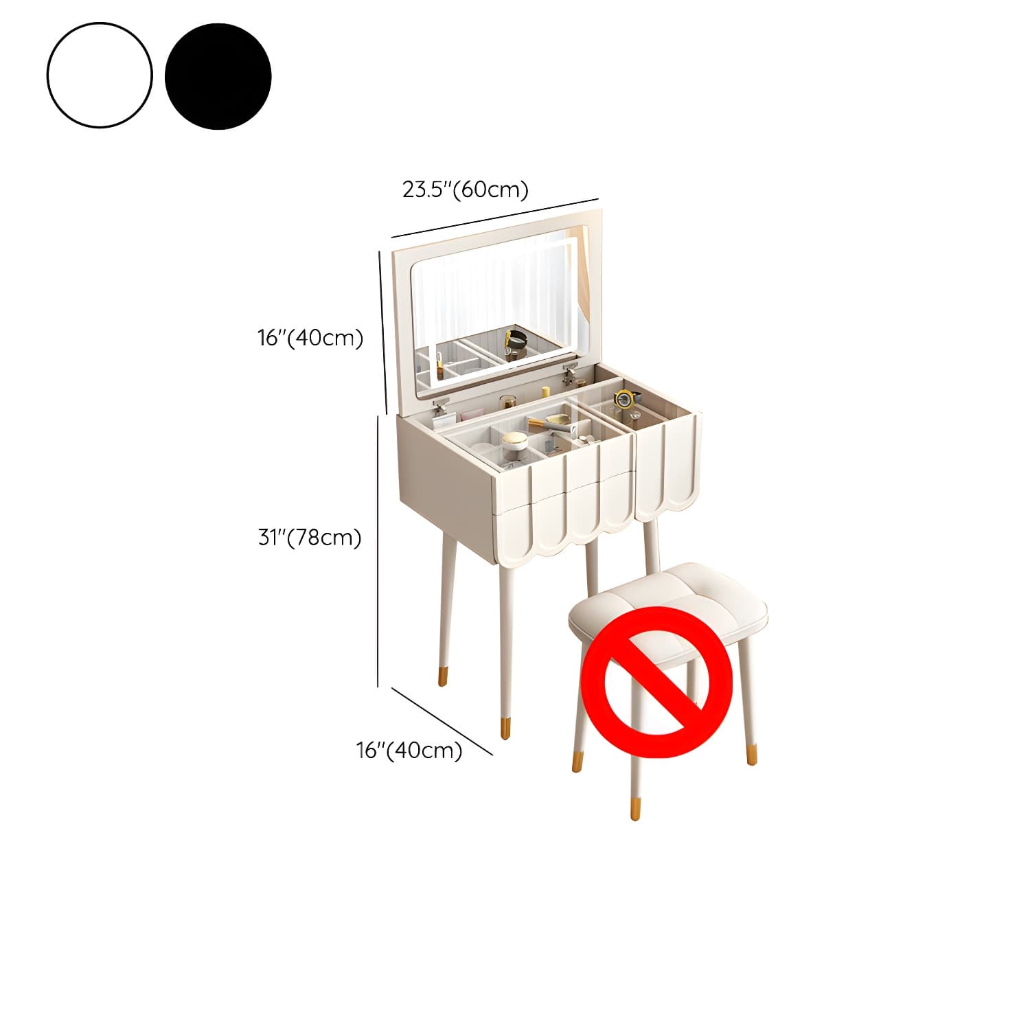 Elegant Vanity Set with Oak Top & Mirror & 2 Drawers & Comfortable Seat - image 17