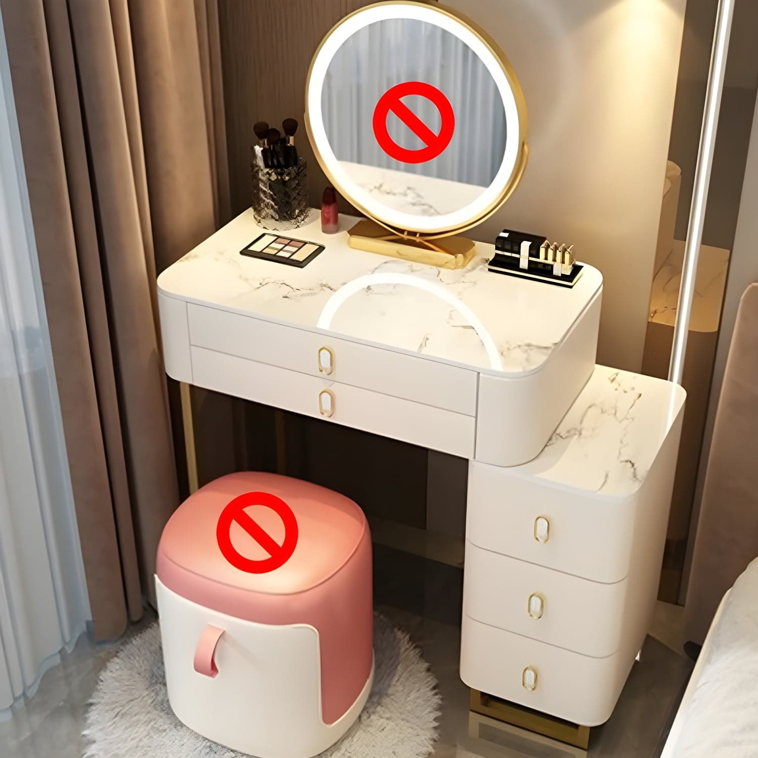 Contemporary Make-up Vanity with 5 Storage Drawers for Bedroom - image 6