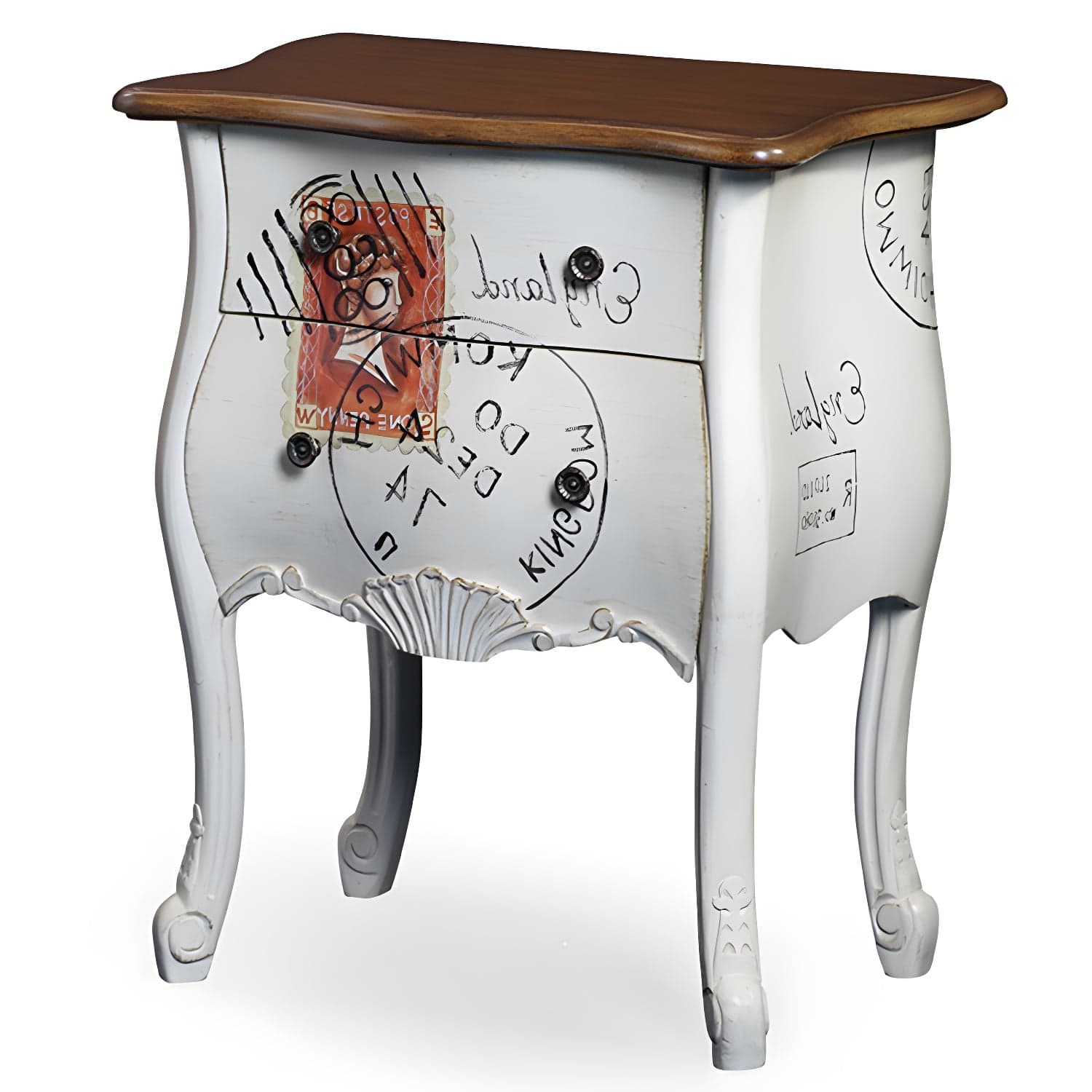 Mid-Century Modern Cabinet Fretwork Hand Painted Side Cabinet - image 3