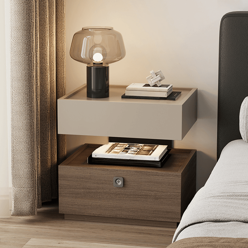 Organic Modern Nightstand With Drawer Organization Featuring Particle Board Wood and Illuminating Lighting - image 9
