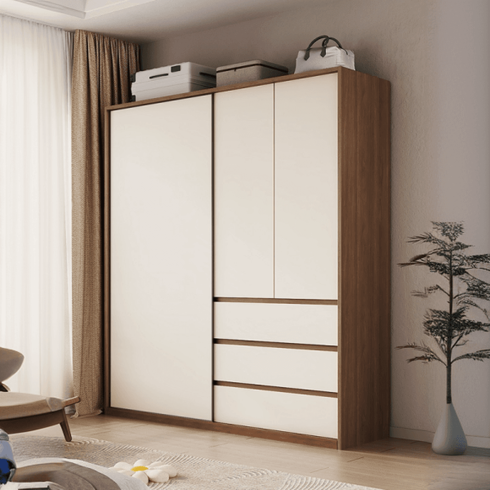 Multi-Color Simple Lumber Wardrobe Closet with Soft Close Drawer, Soft Close Door, Interior Shelves, and Clothing Rod
