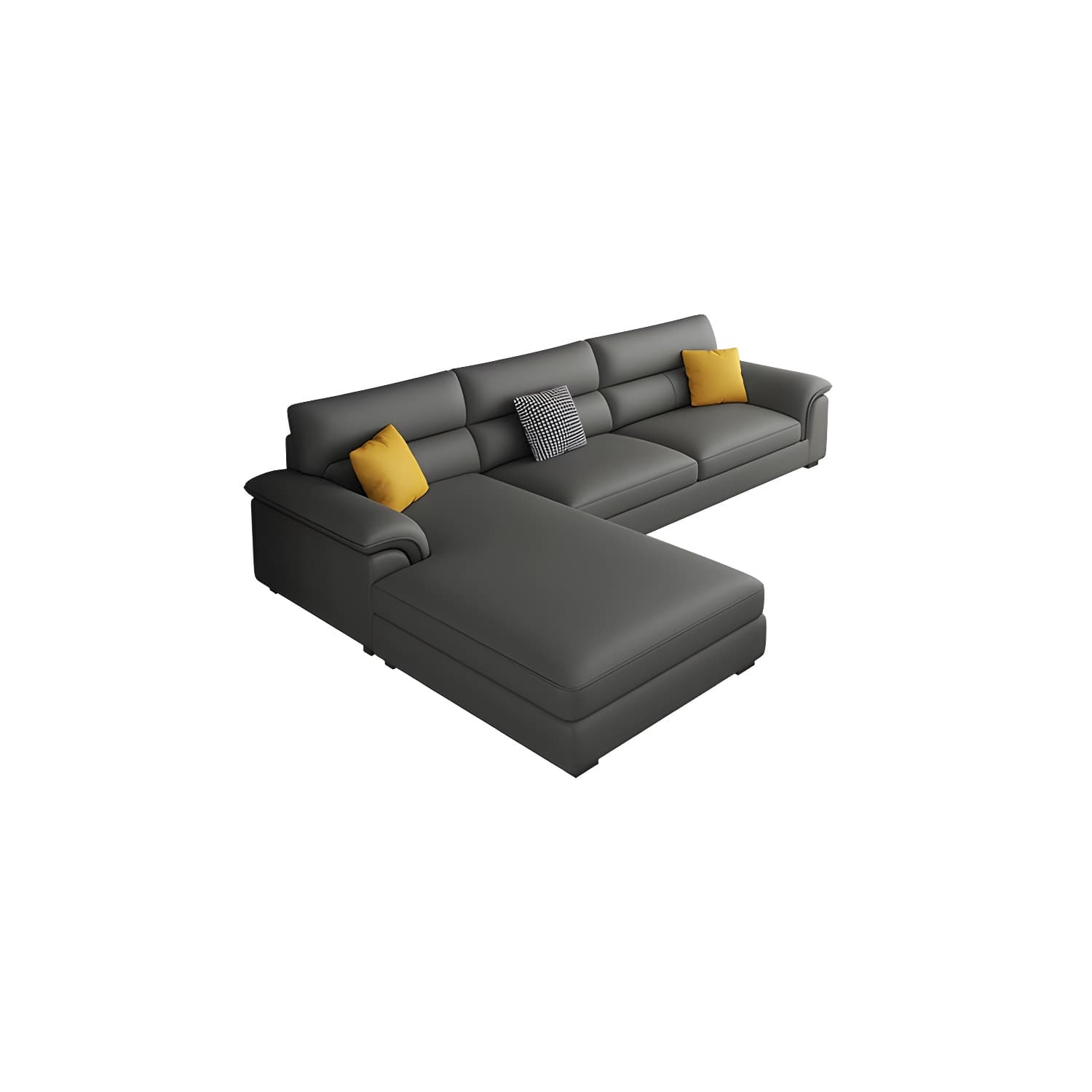 Modern Black Sectional Sofa with Pillow Top Arm and Cushion Back - image 5