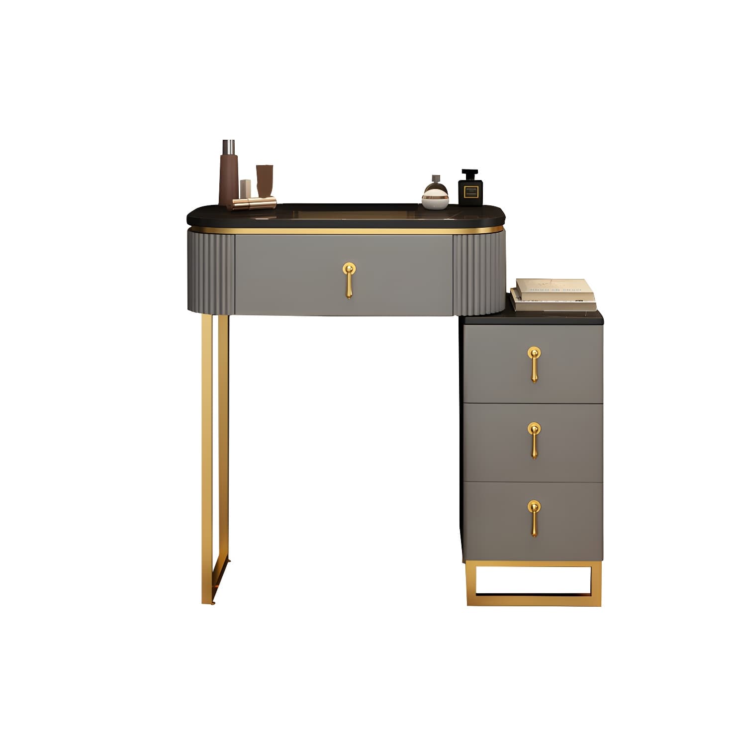 Lighted Mirror Makeup Vanity Desk with 4 Drawers Glam Makeup Vanity Set - image 18